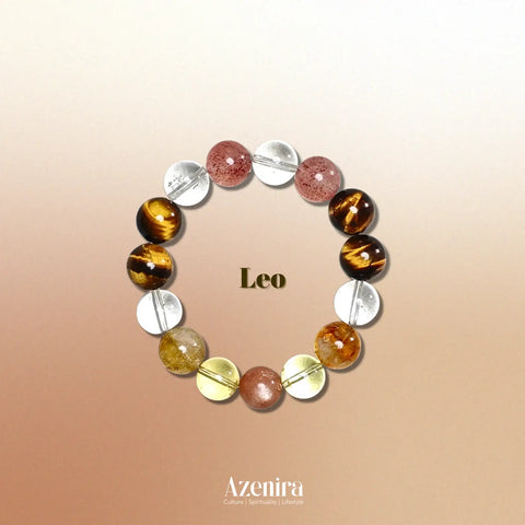 Leo Zodiac Crystal Bracelet with Sunstone, Strawberry Quartz, Citrine and Citrine Phantom Quartz.