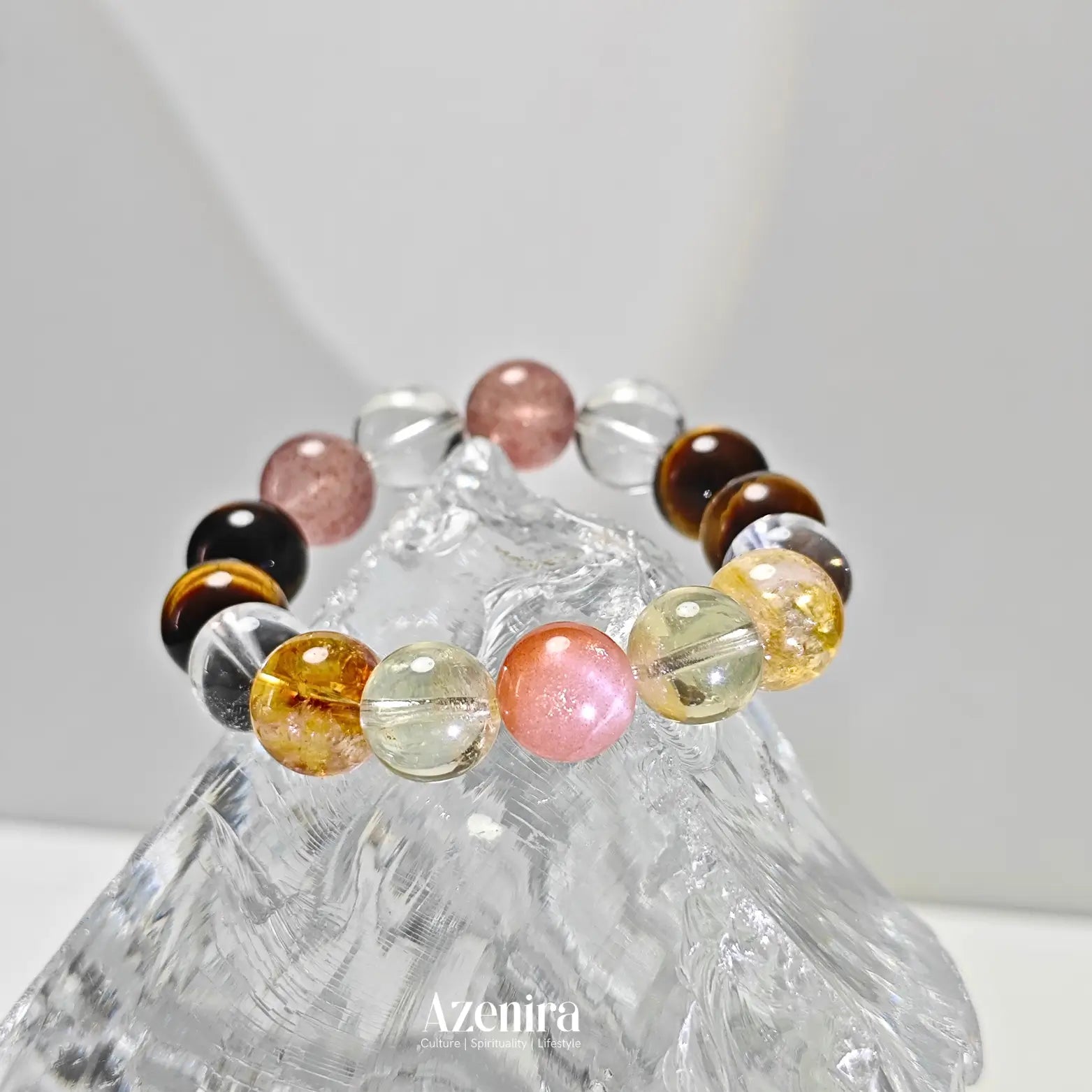 Leo Zodiac Crystal Bracelet with Sunstone, Strawberry Quartz, Citrine and Citrine Phantom Quartz,Designed for Love and Relationship,Fine Gifts.