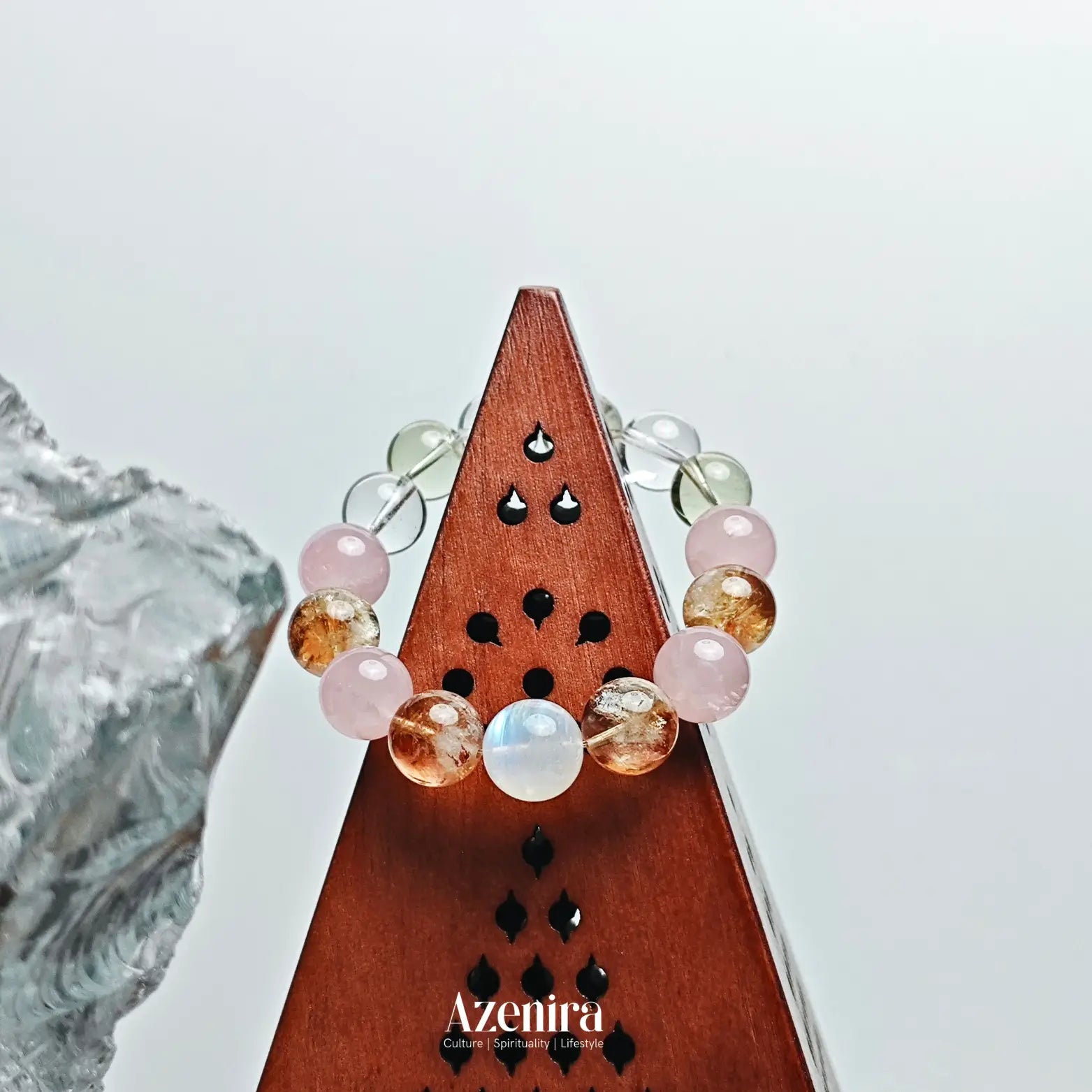 Taurus Zodiac Crystal Bracelet with Rose Quartz, Moonstone, Citrine and Citrine Phantom Quartz,Designed for Love and Relationship,Fine Gifts.