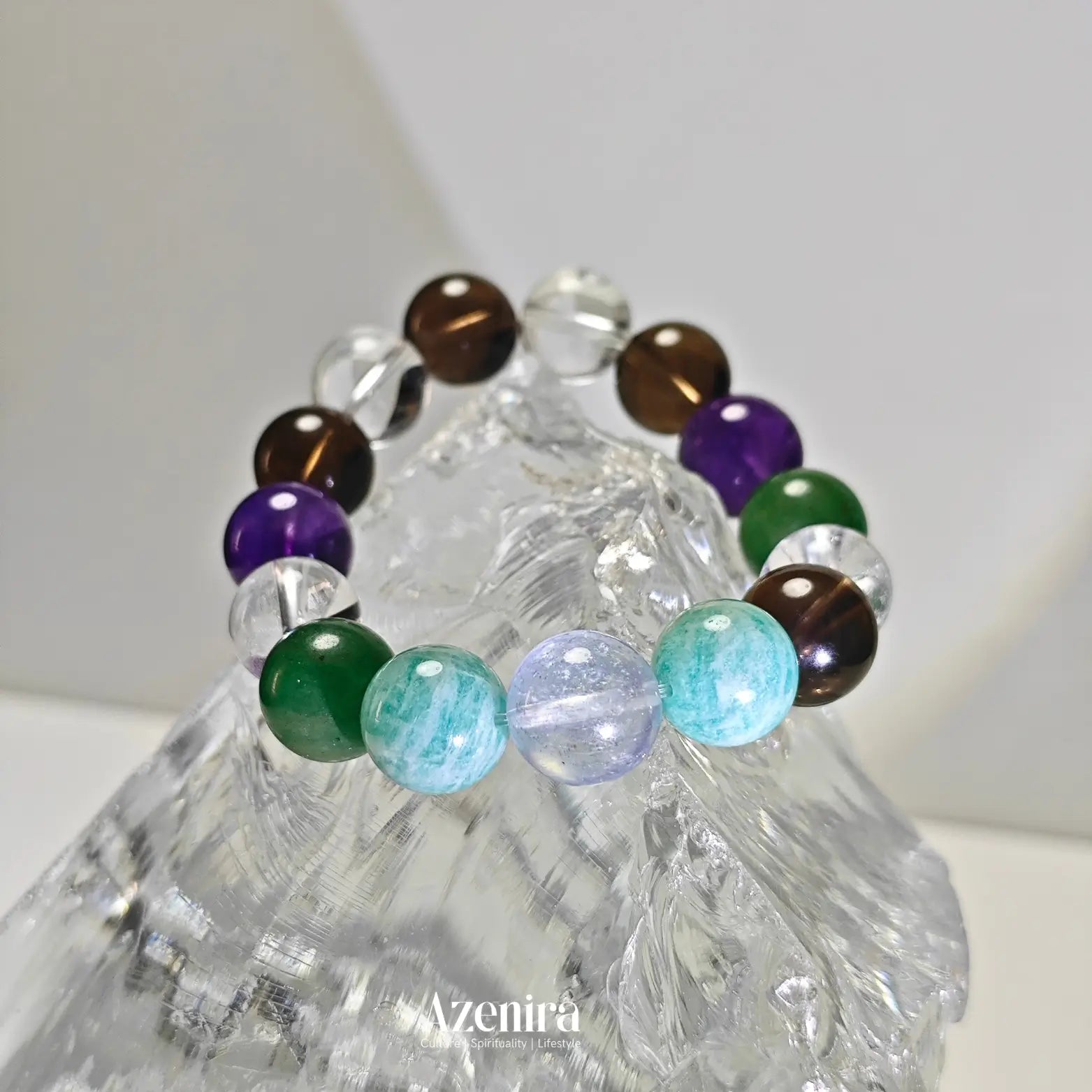 Virgo Zodiac Crystal Bracelet and Amazonite, Aquamarine, Aventurine and Amethyst,Designed for Healing and Meditation,Fine Gifts.